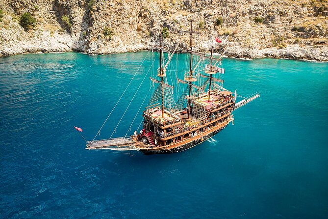 Alanya Pirate Boat Tour with Foam Party Soft Drinks & Transfer - New Harbor Lunch on Deck, Then Ulas Beach Anchoring