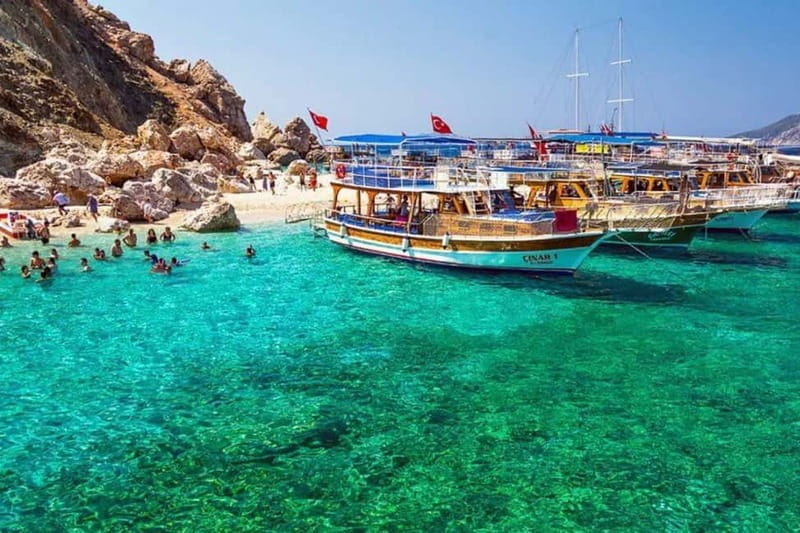 Antalya/Kemer: Adrasan Suluada Island Boat Tours with Lunch - Boat lunch in the middle of the day: fish, pasta, salad, and what to do about drinks