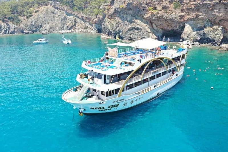 Antalya/Kemer Megastar Boat Trip w/Lunch & Hotel Pickup - Cleopatra Bay swim stop, turquoise water and photo time