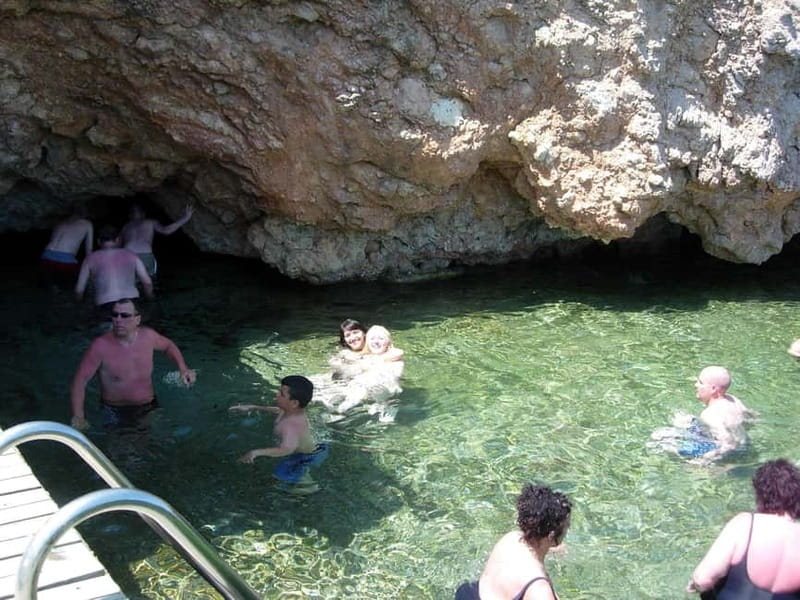 Bodrum: Cleopatra Island Tour with Lunch and Swimming Stops - Cleopatra Island (Black Island) hot springs and cave visit: the only stop with heat