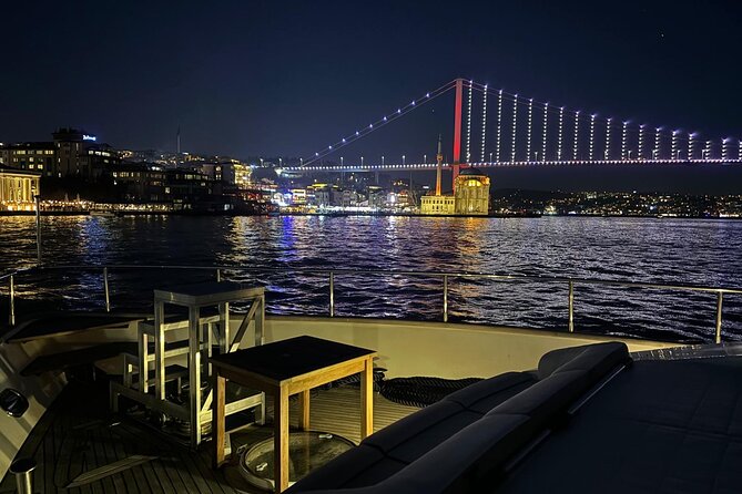 Bosphorus Night Cruise on the Luxury Yacht - Dolmabahçe Palace at night: big-sky Ottoman splendor