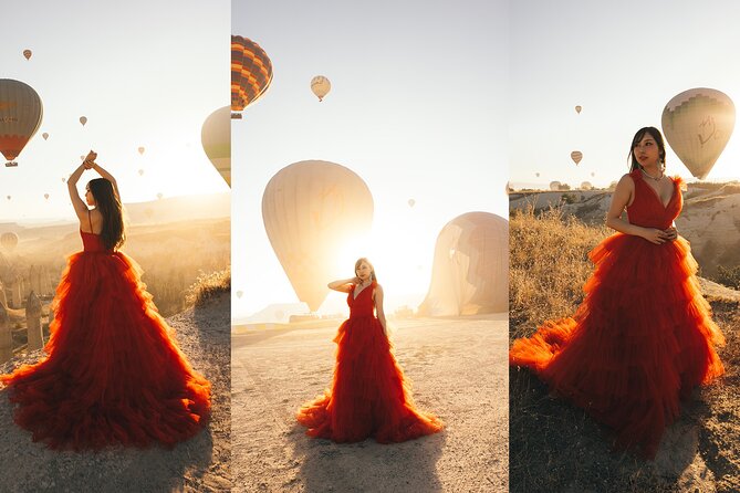 Cappadocia Photoshooting with Flying Dress - Chasing golden light at Love Valley and into the natural cave