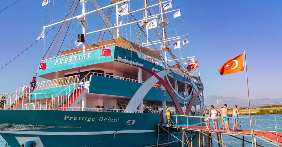 City of Side: Sightseeing Cruise w/ Swim Stops & Foam Party - Getting on the Boat in Side, and Why the 3-Floor Layout Works