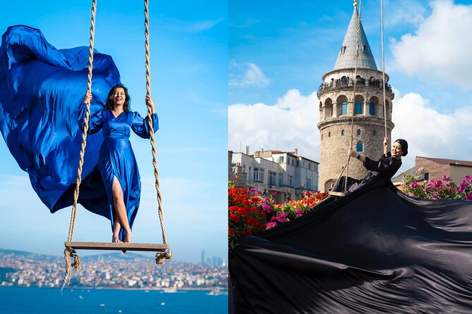 Flying Dress Rooftop Photoshoot in Istanbul (2Concepts, 1dress) - How the Flying Dress Shoot Works on a Galata Tower Rooftop