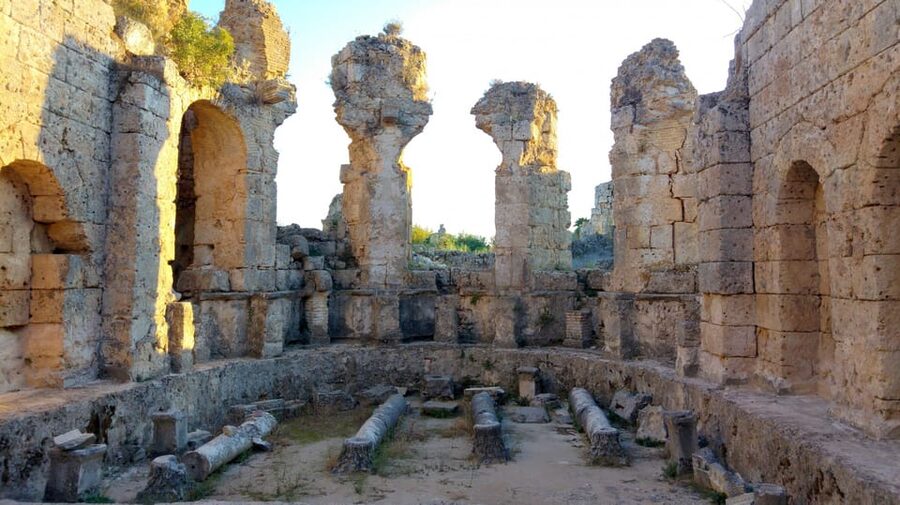 From Antalya: Day Tour of Ancient Roman Sites - Side: ruins, the Temple of Apollo, and an hour by the sea