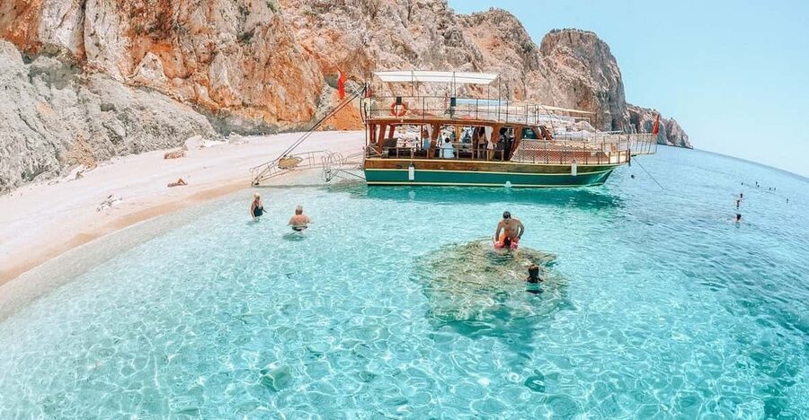 From Antalya: Suluada Island Boat Trip with Lunch - Stop 1, Suluada Island: White Sand, Turquoise Water, and Pebbles Underfoot