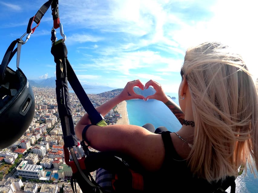 From City of Side: Alanya Tandem Paragliding w/ Beach Visit - Cleopatra Beach tandem paragliding, Side to Alanya