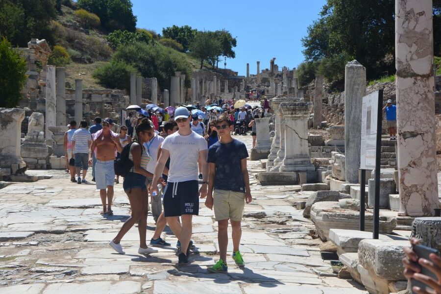 From Kusadasi Cruises: Ephesus Private Guided Tour - Temple of Artemis at the end, seeing scale through remaining columns
