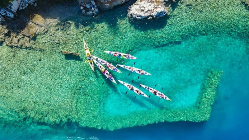 From Ucagiz: Kekova Sea Guided Kayaking Tour - Tersane Bay at 10:15, your first real water break