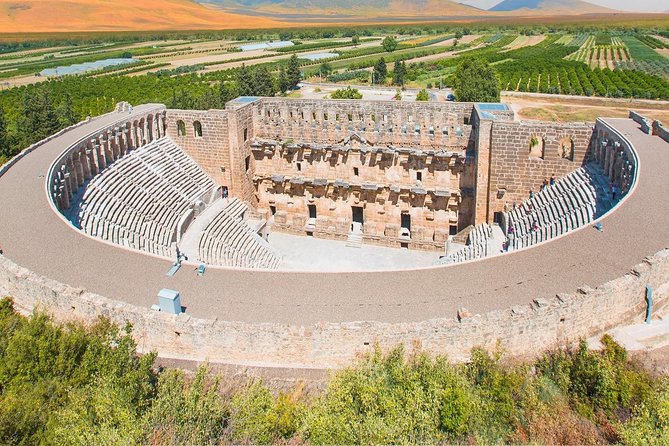 Full-Day Tour of Kursunlu Waterfalls, Aspendos, and Ancient Ruins of Side From Alanya - Aspendos Ruins: Roman Theater Energy, Aqueduct Views, and Marcus Aurelius