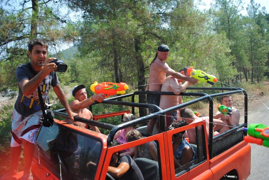 Icmeler Jeep Safari, Lunch, Water Fight, Colour & Foam Party - Jesus Beach: the sand wall feature and swim-friendly timing