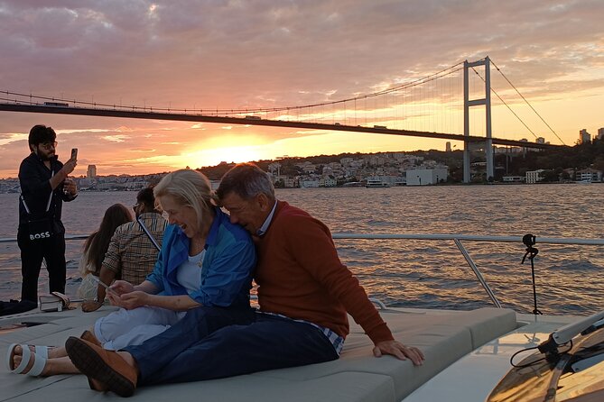 Istanbul Bosphorus Sunset Cruise on Luxury Yacht - Rumeli Hisarı, Fatih Sultan Mehmet Bridge, and Anadolu Hisarı: fortresses at the Bosphorus pinch point