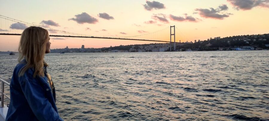 Istanbul: Bosphorus Sunset Cruise on Yacht with Live Guide - The return loop: Topkapi, Galata Bridge, and Galata Tower views