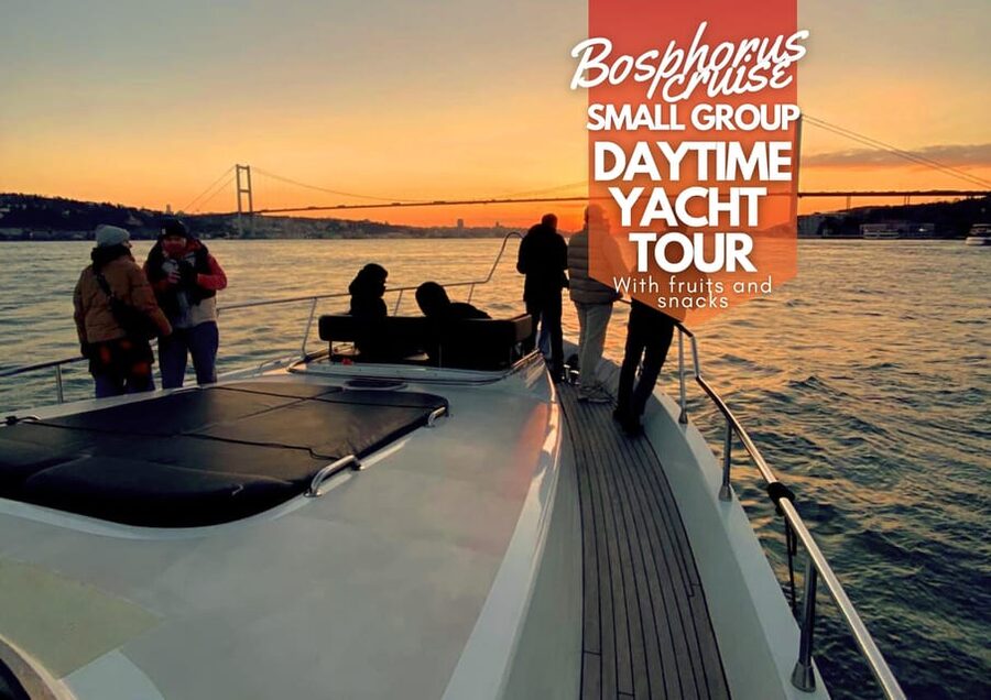 Istanbul: Daytime Bosphorus Yacht Cruise with Fruit & Snacks - Dolmabahçe and Çırağan palaces from the water