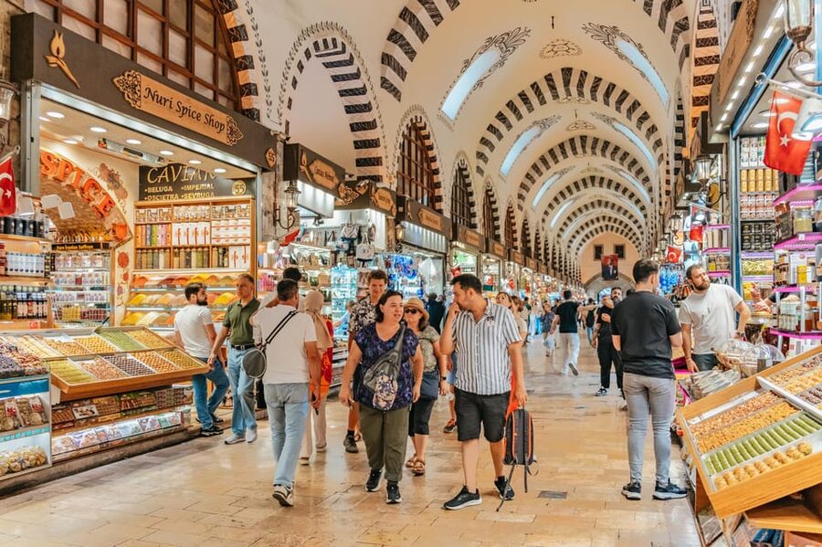 Istanbul: European and Asian Side Guided Foodie Walking Tour - Entering the Spice Bazaar vibe from Viyana Kahvesi Sirkeci