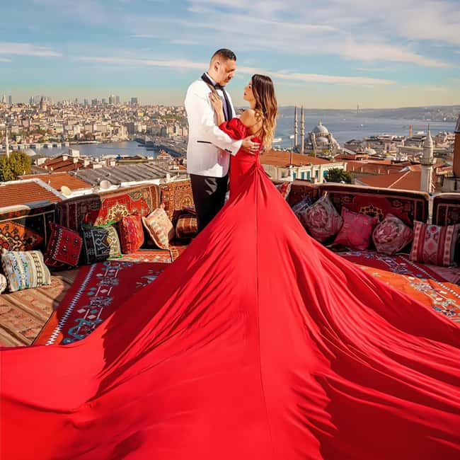 Istanbul: Flying Dress Photoshoot at Rooftop Terrace - Unlimited Photos and Fully Edited Results, Delivered Fast
