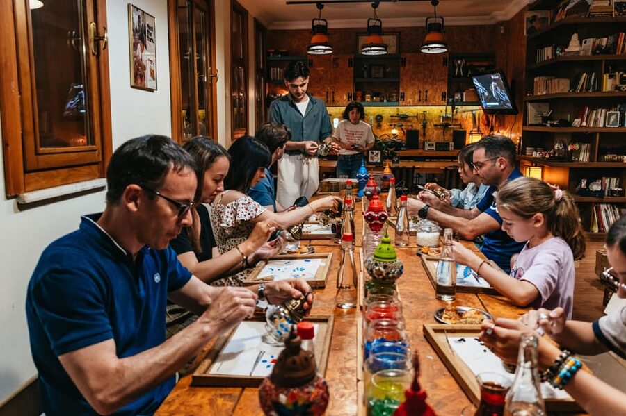 Istanbul:Original Turkish Mosaic Lamp Workshop w/ Snacks - Building your design with 45+ colored stones and beads