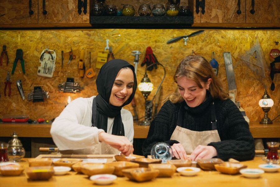 Istanbul:Original Turkish Mosaic Lamp Workshop w/ Snacks - When your globe dries, you finish strong and assemble the lamp