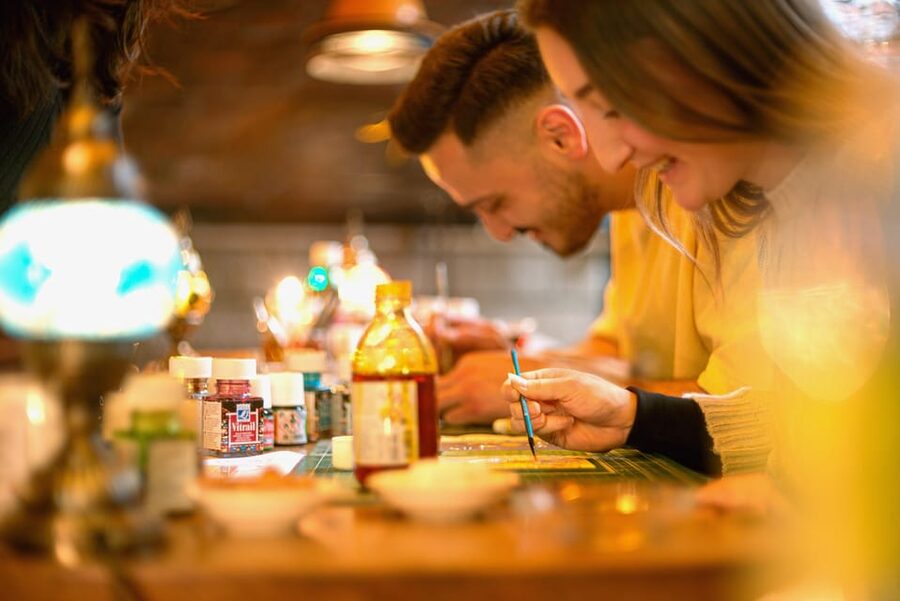 Istanbul: Traditional Stained Glass Painting Workshop - Stained glass painting in Istanbul, where a souvenir is the point