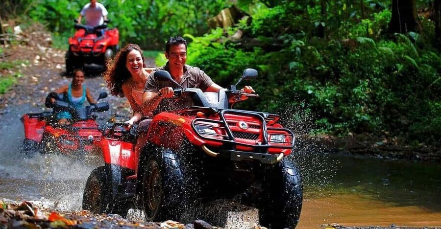 Kemer: Quad Safari Experience - Red Monster Quad Safari setup: helmets, safety talk, and controls