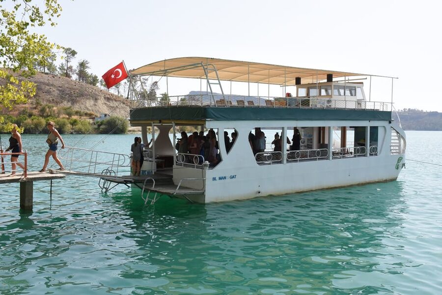 Manavgat: Guided Aqueduct, Waterfall & Green Lake Tour - Green Lake with an included boat tour, where the water looks unreal